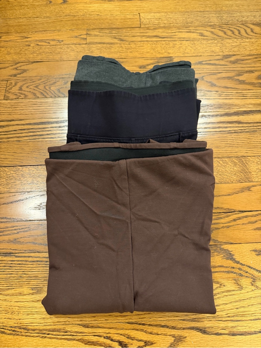 2 Chico and 1 Nine West Leggings in Brown, Black, and Gray